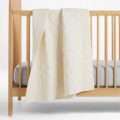 Jack Arctic Ivory Organic Cotton Baby Crib Quilt by Leanne Ford