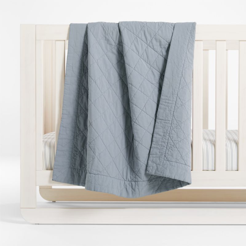 Jack Cloudy Blue Organic Cotton Baby Crib Quilt by Leanne Ford - image 0 of 7