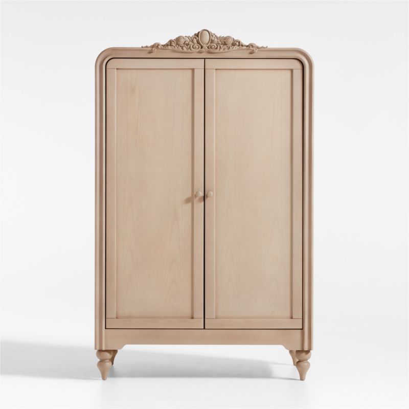 Lennox Carved Natural Wood Kids Armoire by Leanne Ford - image 0 of 10