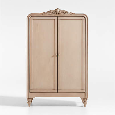 Lennox Carved Natural Wood Kids Armoire by Leanne Ford