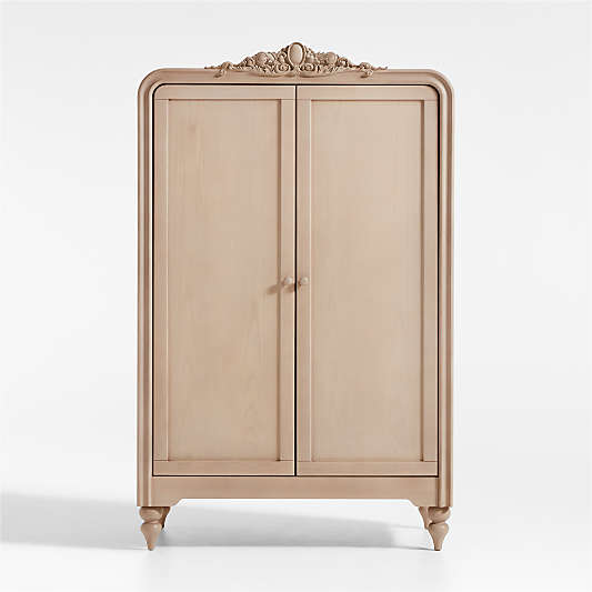 Lennox Carved Natural Wood Kids Armoire by Leanne Ford