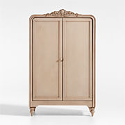 Lennox Carved Natural Wood Kids Armoire by Leanne Ford