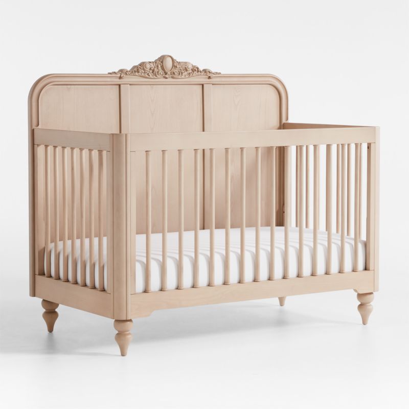 Lennox Carved Wood Convertible Baby Crib with Toddler Bed Rail by Leanne Ford