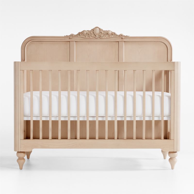 Lennox Carved Wood Convertible Baby Crib with Toddler Bed Rail by Leanne Ford