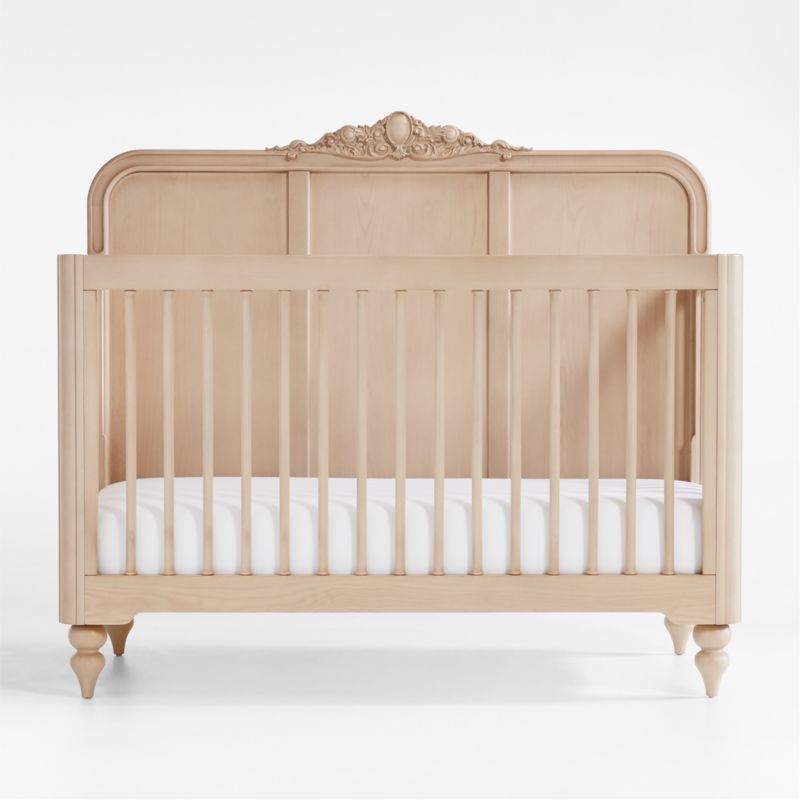 Lennox Carved Wood Convertible Baby Crib with Toddler Bed Rail by Leanne Ford