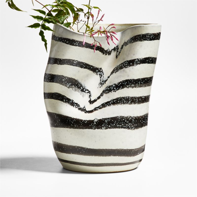 Paso Black and White Ceramic Vase by Leanne Ford 13"