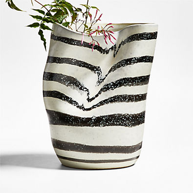 View Paso Black and White Ceramic Vase by Leanne Ford 13" details