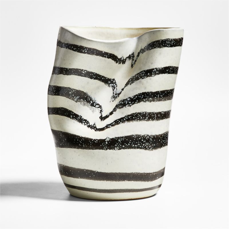 Paso Black and White Ceramic Vase by Leanne Ford 13"