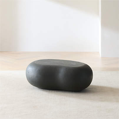 Pebble Charcoal Concrete Oval Indoor/Outdoor Coffee Table by Leanne Ford (39"-59")
