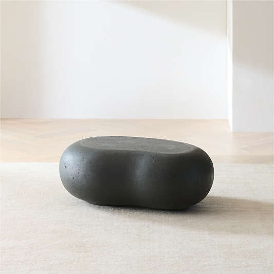 Pebble Charcoal Concrete Oval Indoor/Outdoor Coffee Table by Leanne Ford (39"-59")