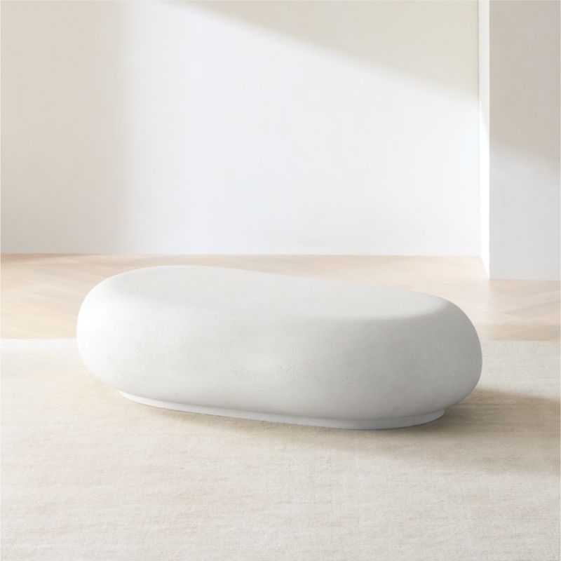 Pebble White Concrete 59" Oval Indoor/Outdoor Coffee Table by Leanne Ford - image 7 of 13