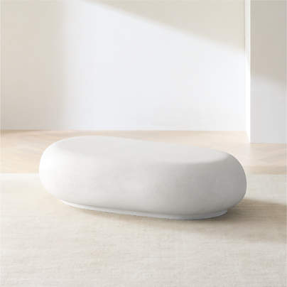Pebble White Concrete 59" Oval Indoor/Outdoor Coffee Table by Leanne Ford