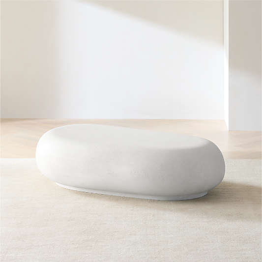 Pebble White Concrete 59" Oval Indoor/Outdoor Coffee Table by Leanne Ford