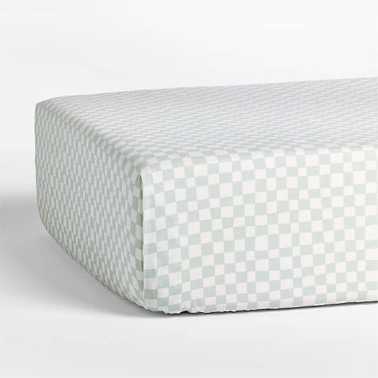 Venice Pale Teal 100% Organic Cotton Baby Crib Fitted Sheet by Leanne Ford