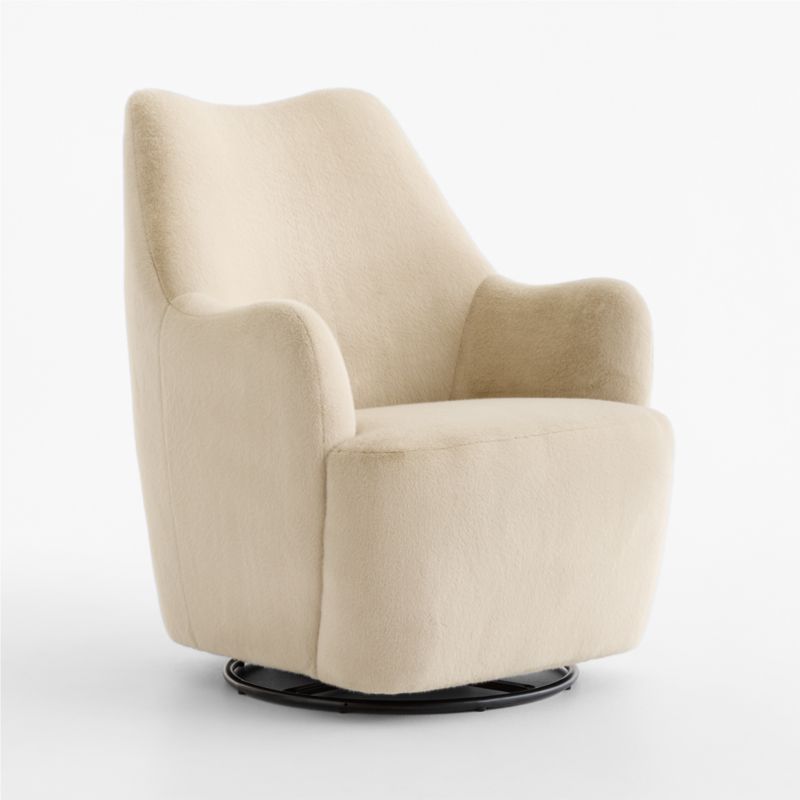 Leo Tan Faux Fur Nursery Swivel Glider Chair - image 1 of 6