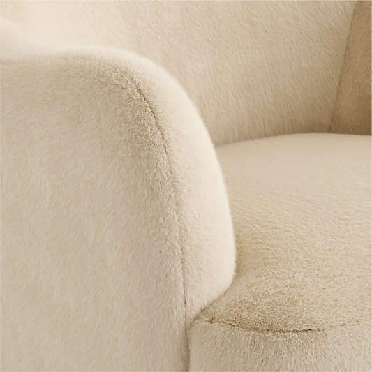Leo Tan Faux Fur Nursery Swivel Glider Chair