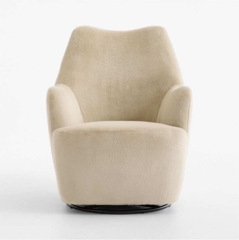 Leo Tan Faux Fur Nursery Swivel Glider Chair - image 2 of 6