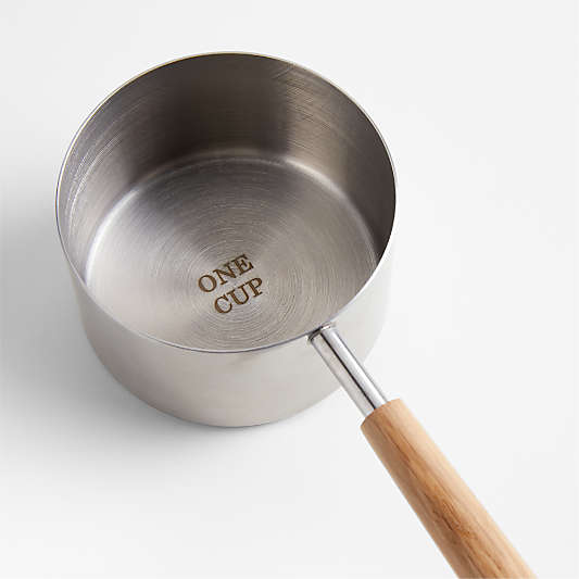 Estate Stainless Steel and Oak Measuring Cups By Laura Kim