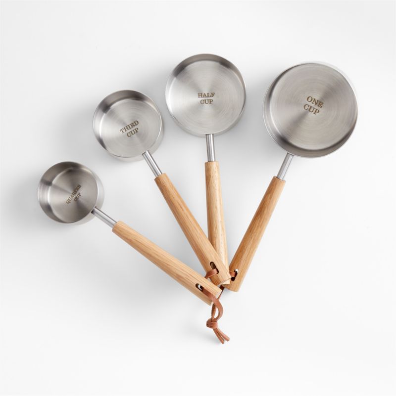 Estate Stainless Steel and Oak Measuring Cups By Laura Kim - image 0 of 3