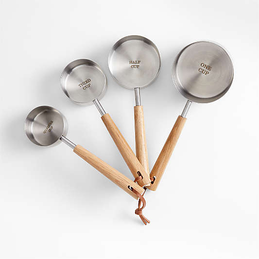 Estate Stainless Steel and Oak Measuring Cups By Laura Kim