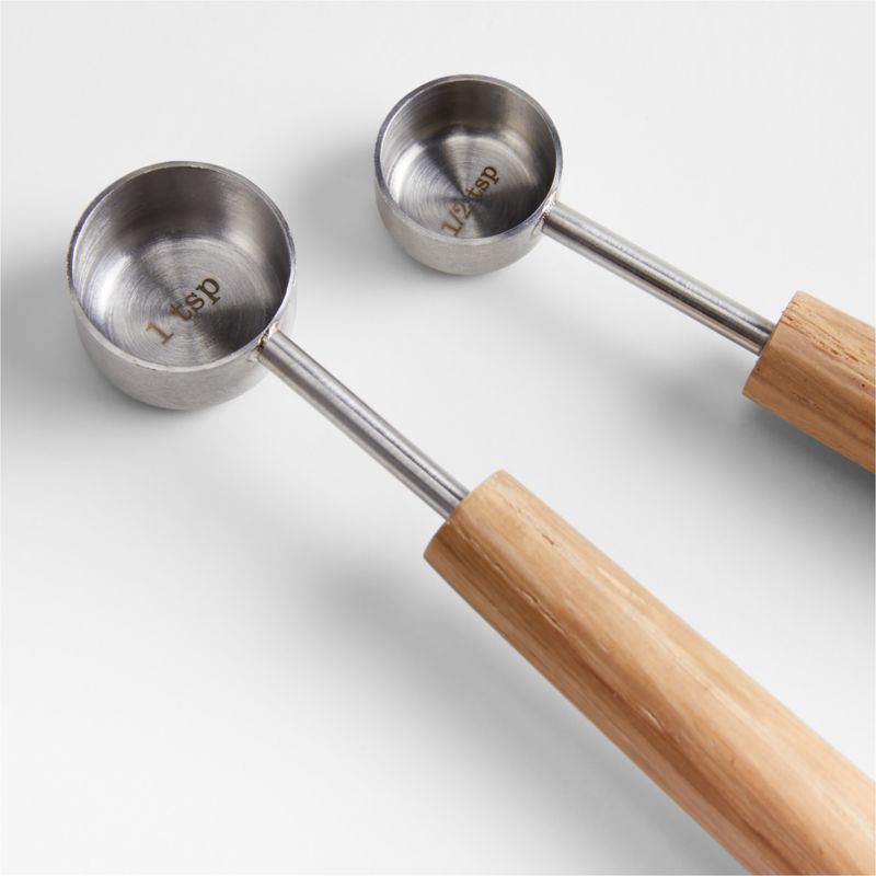 Estate Stainless Steel and Oak Measuring Spoons by Laura Kim - image 2 of 3