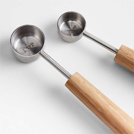 Estate Stainless Steel and Oak Measuring Spoons by Laura Kim