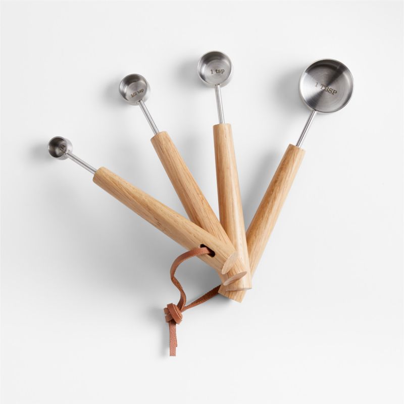 Estate Stainless Steel and Oak Measuring Spoons by Laura Kim