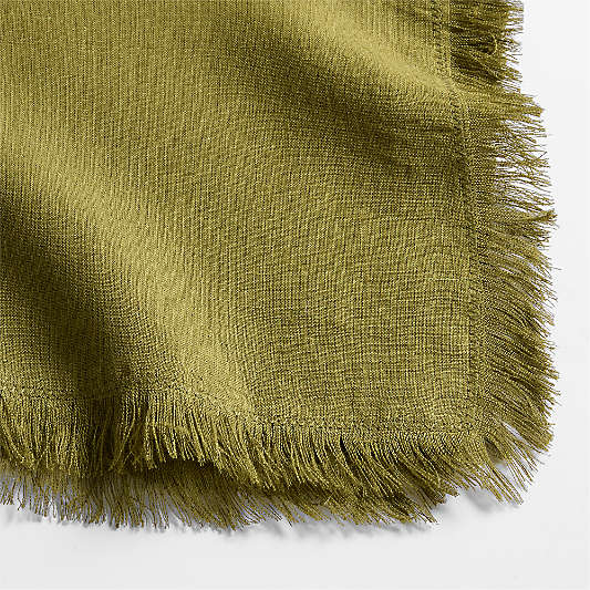 Fringe Trim Oregano Green Organic Cotton Napkin by Laura Kim