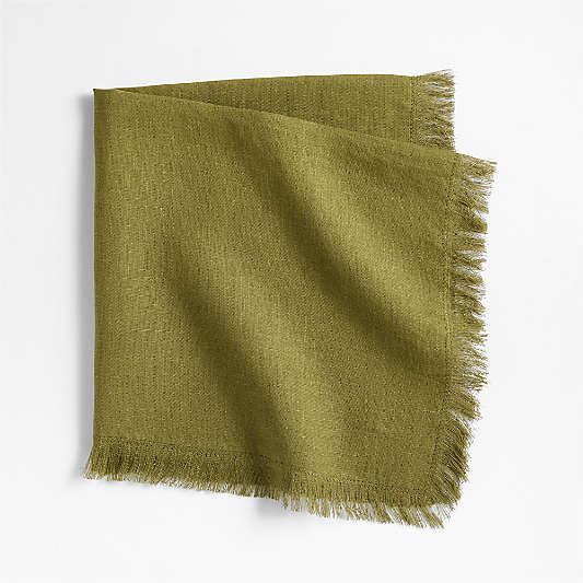 Fringe Trim Oregano Green Organic Cotton Napkin by Laura Kim