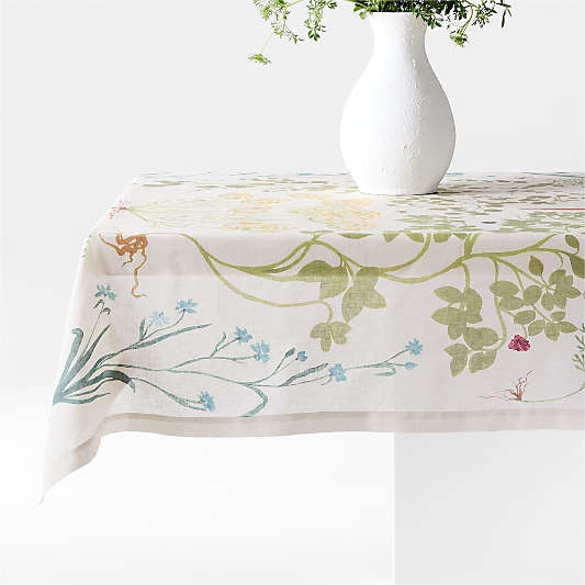 Laura's Garden Bouquet 60" x 120" EUROPEAN FLAX ™-Certified Linen Tablecloth by Laura Kim