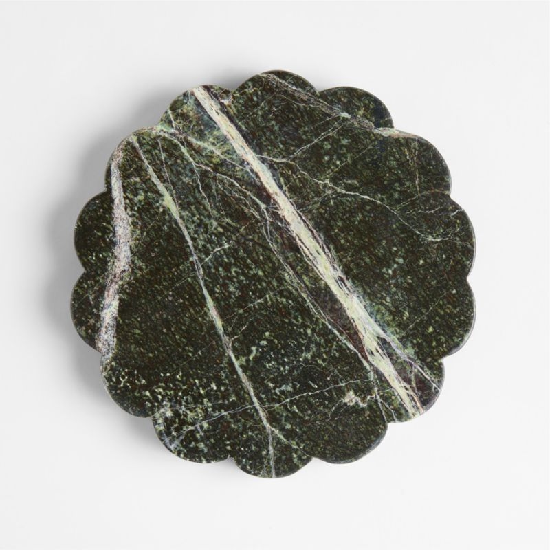 Green Scallop Marble Trivet by Laura Kim