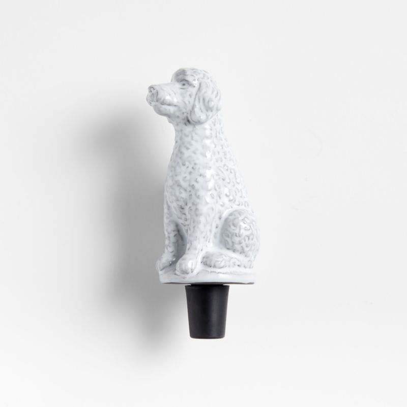 King of Soho Goldendoodle Ceramic Wine Stopper by Laura Kim | Crate & Barrel