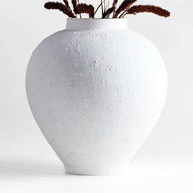View Lorient Large White Textured Ceramic Vase 18" by Laura Kim details