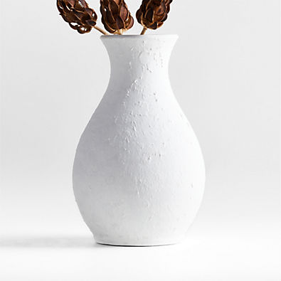 View Lorient Small White Textured Ceramic Vase 15" by Laura Kim details