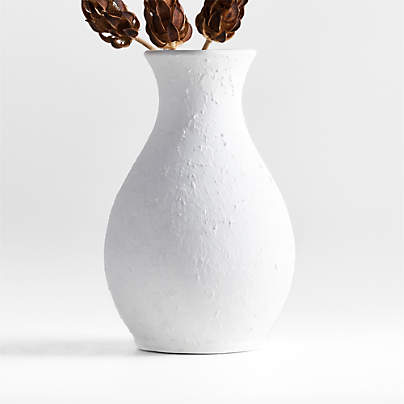 Lorient Small White Textured Ceramic Vase 15" by Laura Kim