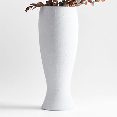 View Lorient Tall White Textured Ceramic Vase 22" by Laura Kim details