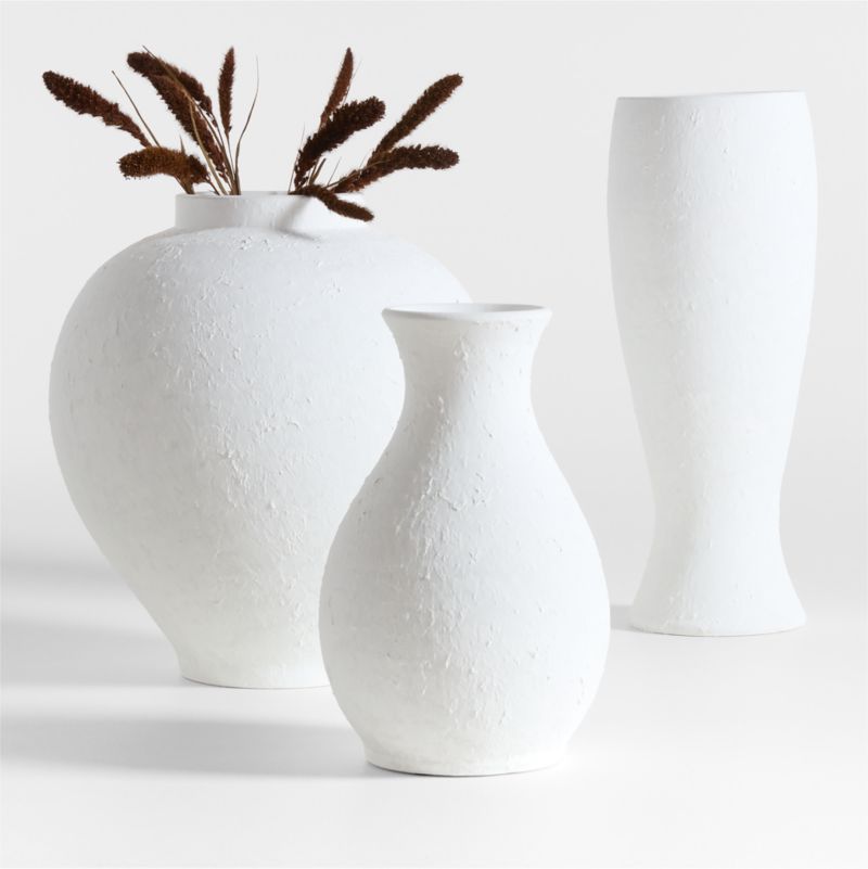 Lorient Tall White Textured Ceramic Vase 22" by Laura Kim