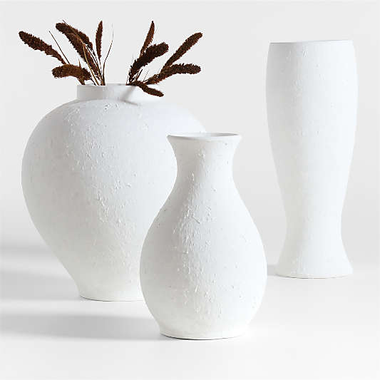 Lorient White Textured Ceramic Vases by Laura Kim