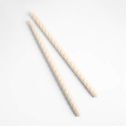 Off White Twisted Taper Candles 18", Set of 2 by Laura Kim