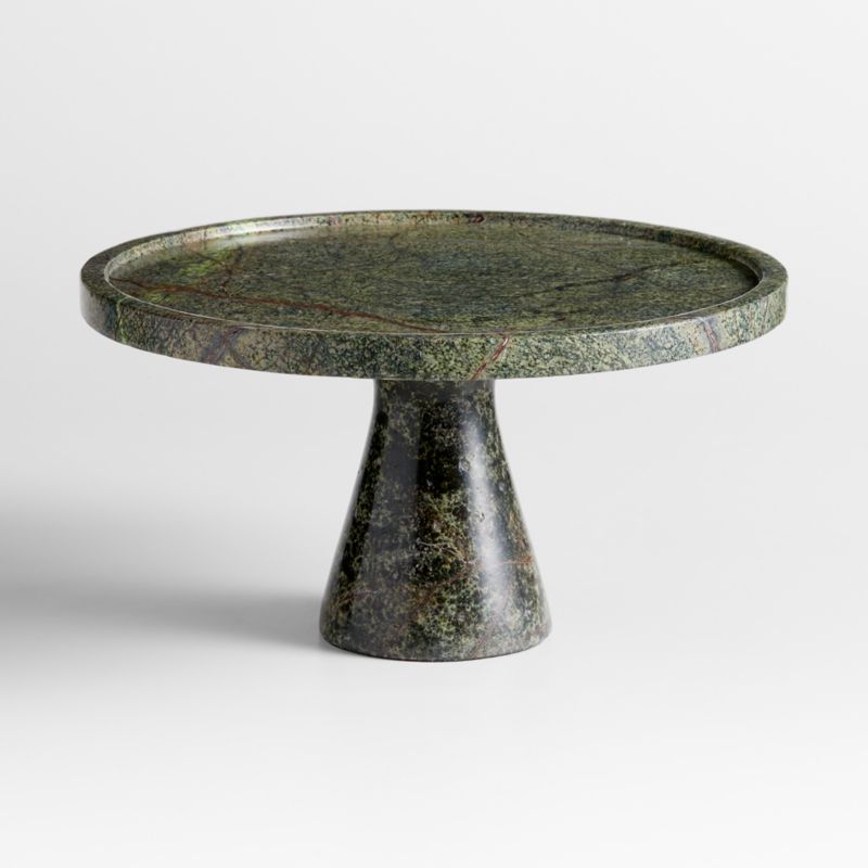 Green Moss Marble Pedestal Cake Stand by Laura Kim