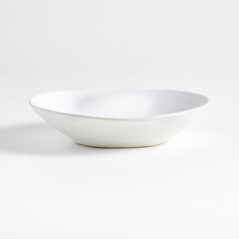 Petals White Stoneware Low Bowl by Laura Kim