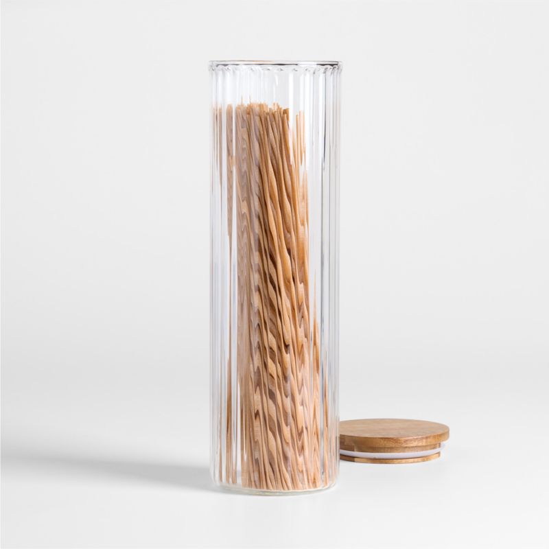 Large Plisse Glass Canister with Wood Lid by Laura Kim - image 4 of 6