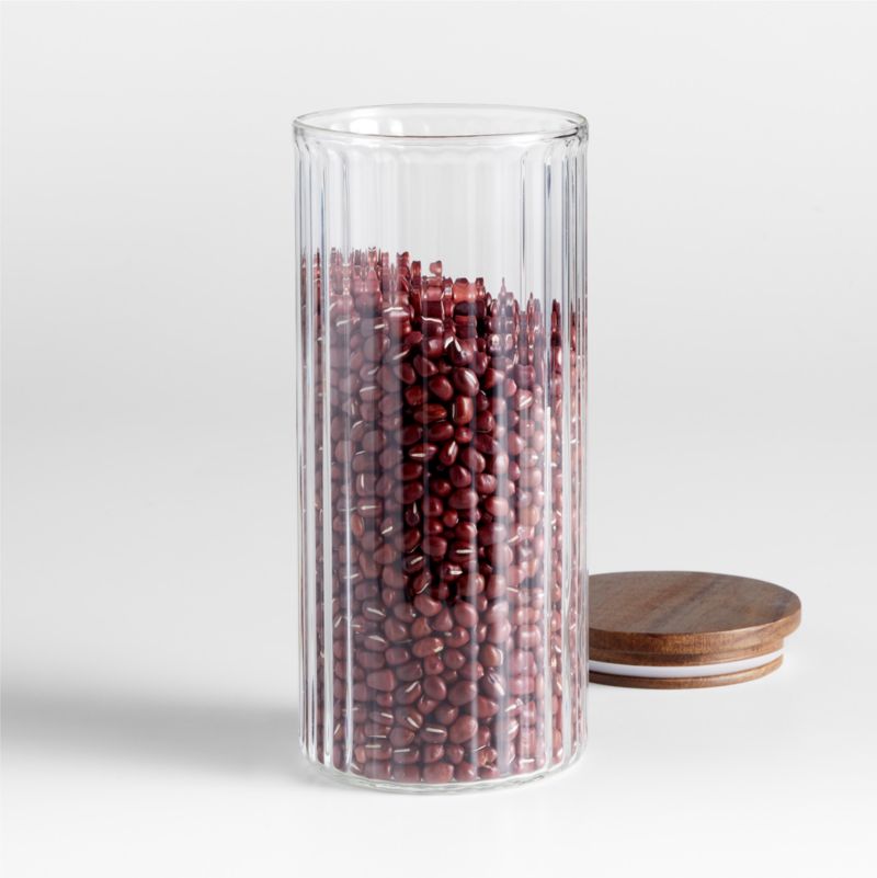 Medium Plisse Glass Canister with Wood Lid by Laura Kim - image 4 of 5