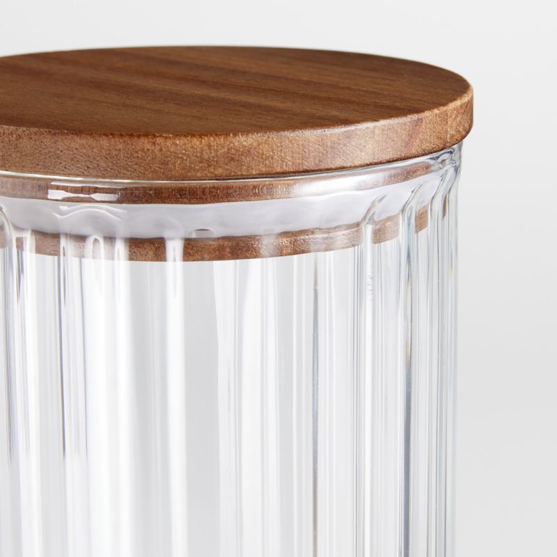 Plisse Glass Canister with Wood Lid by Laura Kim