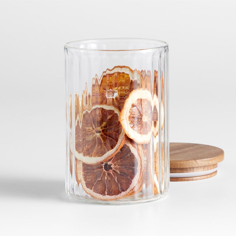 Plisse Glass Canister with Wood Lid by Laura Kim