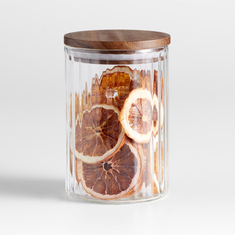 Plisse Glass Canister with Wood Lid by Laura Kim