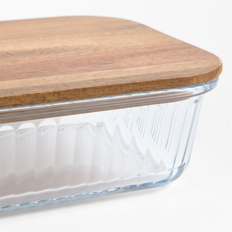 Large Plisse Glass Rectangular Storage Container with Wood Lid by Laura Kim - image 5 of 6