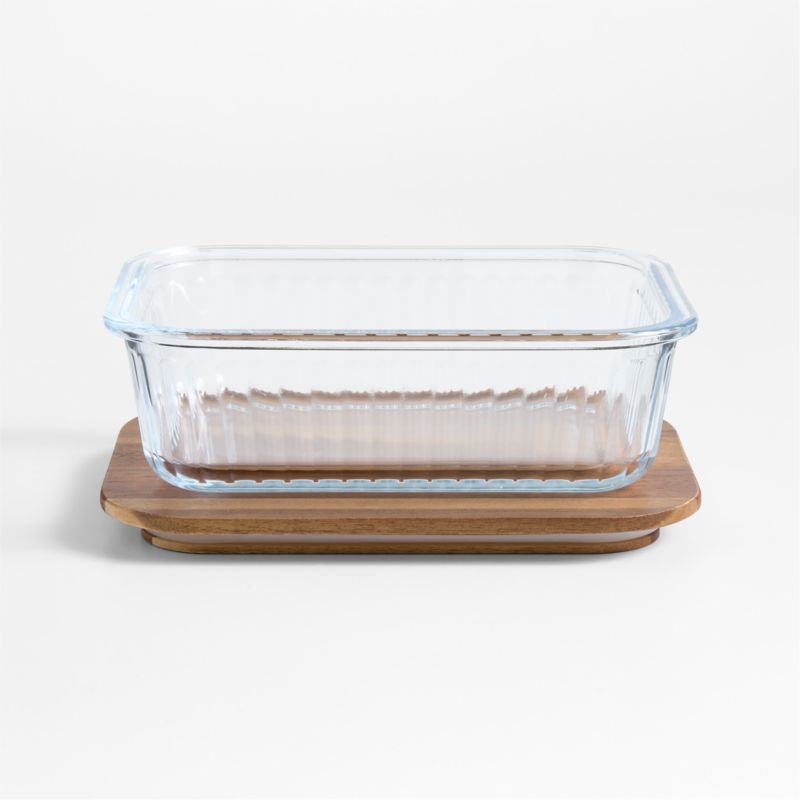 Large Plisse Glass Rectangular Storage Container with Wood Lid by Laura Kim - image 4 of 6