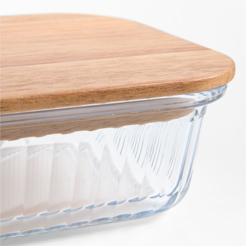 Medium Plisse Glass Rectangular Storage Container with Wood Lid by Laura Kim - image 4 of 6