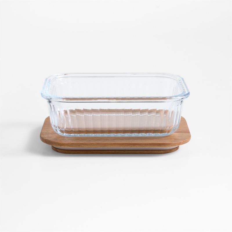 Medium Plisse Glass Rectangular Storage Container with Wood Lid by Laura Kim - image 5 of 6